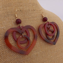Load image into Gallery viewer, Red &amp; Orange Large Acrylic Heart Earrings
