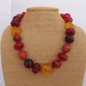 Red, Orange & Yellow Chunky Acrylic Bead Necklace