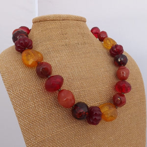 Red, Orange & Yellow Chunky Acrylic Bead Necklace