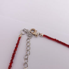 Load image into Gallery viewer, Red &amp; Pink Handmade Glass Floral Lamp Work Bead Necklace
