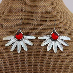 Silver Tone Floral Earrings (4x colour options)