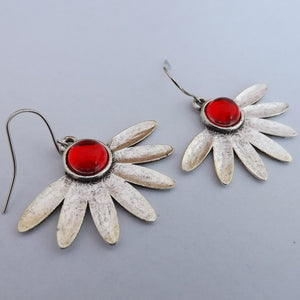 Silver Tone Floral Earrings (4x colour options)