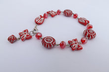 Load image into Gallery viewer, Red &amp; Silver Handmade Chain Link Bead Bracelet
