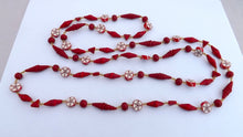 Load image into Gallery viewer, Red, White &amp; Amber Handmade Vintage Polymer Clay Necklace
