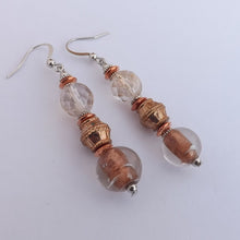 Load image into Gallery viewer, Rose Gold &amp; Champagne Handmade Glass Bead Earrings
