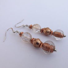 Load image into Gallery viewer, Rose Gold &amp; Champagne Handmade Glass Bead Earrings
