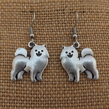 Load image into Gallery viewer, Samoyed or Malamute Dog Silver Tone Earrings
