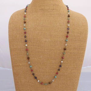 Semi Precious Gem Chain Link Necklace