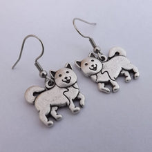 Load image into Gallery viewer, Siberian Husky Silver Tone Dog Earrings
