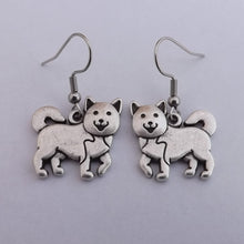 Load image into Gallery viewer, Siberian Husky Silver Tone Dog Earrings
