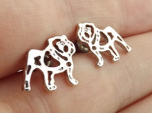 Load image into Gallery viewer, Silver Tone Bulldog Dog Stud Earrings
