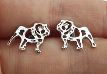 Load image into Gallery viewer, Silver Tone Bulldog Dog Stud Earrings
