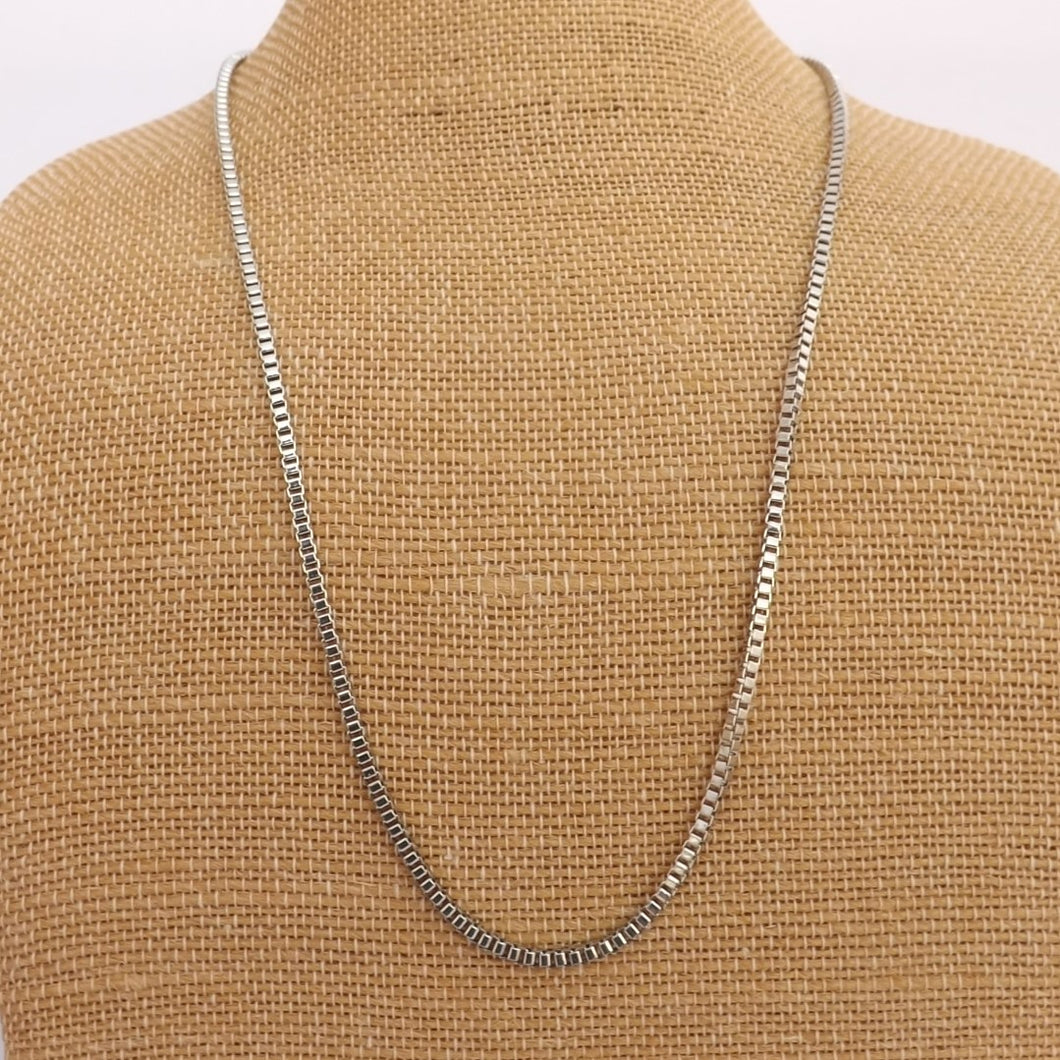 Silver Tone Cube Chain Necklace