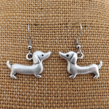 Load image into Gallery viewer, Silver Tone Short Hair Dachshund (Sausage or Wiener Dog) Earrings
