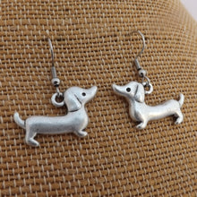 Load image into Gallery viewer, Silver Tone Short Hair Dachshund (Sausage or Wiener Dog) Earrings
