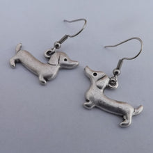 Load image into Gallery viewer, Silver Tone Short Hair Dachshund (Sausage or Wiener Dog) Earrings
