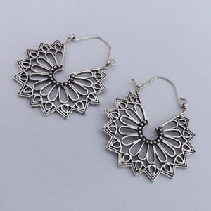 Silver Tone Filigree Hoop Style Earrings