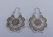 Load image into Gallery viewer, Floral Hoop Drop Earrings (two colour options)
