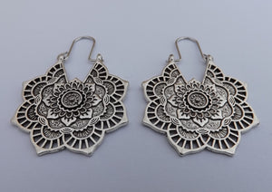 Floral Hoop Drop Earrings (two colour options)