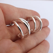 Load image into Gallery viewer, Silver Tone Hoop Stud Earrings
