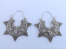 Load image into Gallery viewer, Silver Tone Hoop Style Drop Earrings
