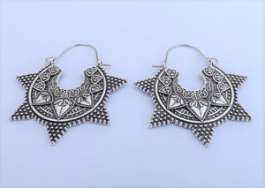 Silver Tone Hoop Style Drop Earrings