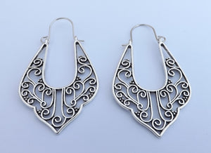 Silver Tone Long Hooop Style Drop Earrings