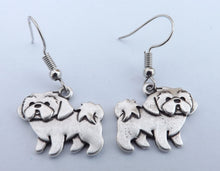 Load image into Gallery viewer, Silver Tone Shih Tzu Dog Earrings
