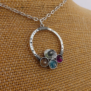 Silver Tone Round Pendant Necklace