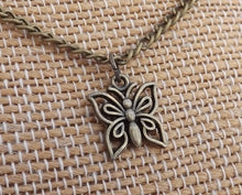 Load image into Gallery viewer, Small Butterfly Bronze Tone Pendant Necklace
