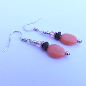 Small Pink & Black Handmade Bead Earrings
