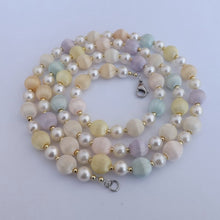Load image into Gallery viewer, Soft Pastel Fabrice &amp; Faux Pearl Vintage Beads Handmade Necklace
