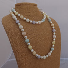 Load image into Gallery viewer, Soft Pastel Fabrice &amp; Faux Pearl Vintage Beads Handmade Necklace
