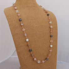 Load image into Gallery viewer, Soft Pink, Grey &amp; White Handmade Cube Bead Necklace
