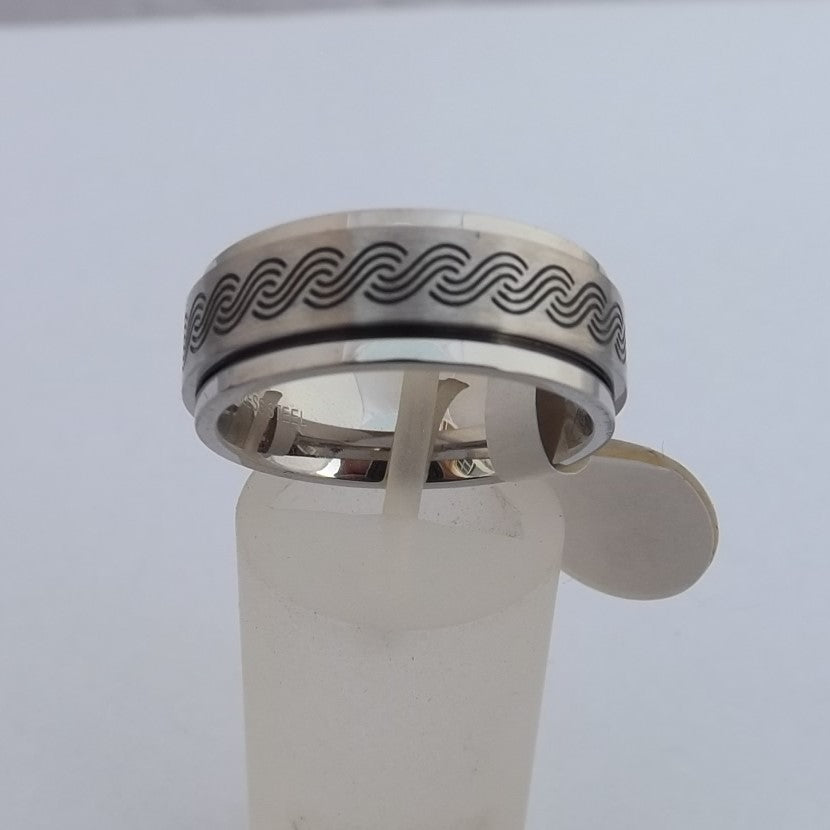 Stainless Steel Spiral Ring with spinning center (size 9)