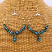 Load image into Gallery viewer, Teal Bead Handmade Hoop Drop Earrings
