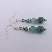Load image into Gallery viewer, Teal Handmade Glass Bead Earrings

