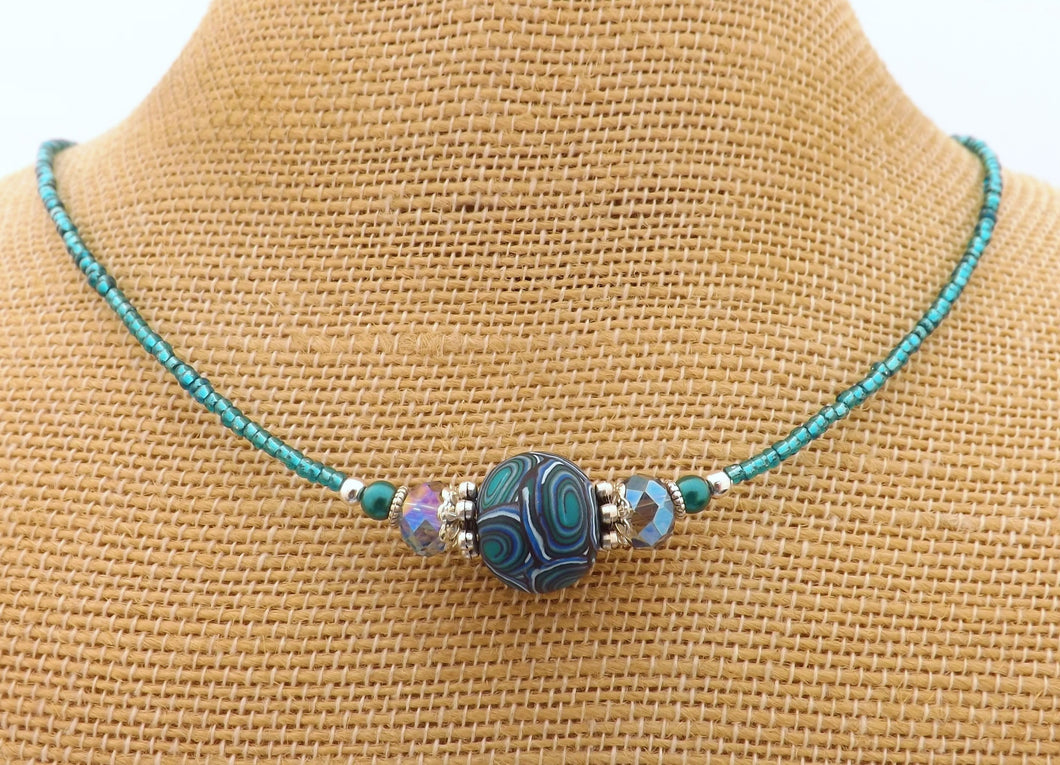 Dark Teal Kathryn Design Handmade Bead Necklace