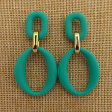 Load image into Gallery viewer, Colour &amp; Gold Tone Large Acrylic Earrings (Multiple colour options)
