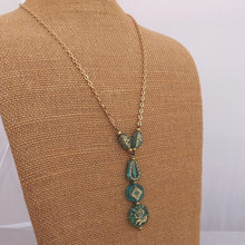 Load image into Gallery viewer, Teal &amp; Gold Handmade Bead Pendant Necklace
