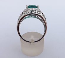 Load image into Gallery viewer, Teal &amp; Silver Tone Costume Ring (size 10)
