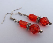 Load image into Gallery viewer, Transparent Red Handmade Glass Bead Earrings
