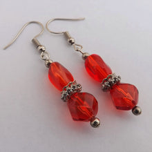 Load image into Gallery viewer, Transparent Red Handmade Glass Bead Earrings

