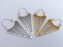 Load image into Gallery viewer, Triangle Drop Hoop Style Earrings (Gold or Silver)
