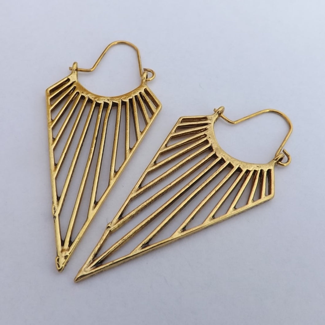 Triangle Drop Hoop Style Earrings (Gold or Silver)