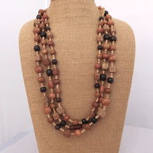 Load image into Gallery viewer, Triple Strand Vintage Wood Bead Necklace
