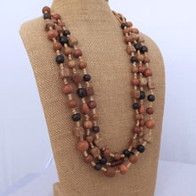 Load image into Gallery viewer, Triple Strand Vintage Wood Bead Necklace
