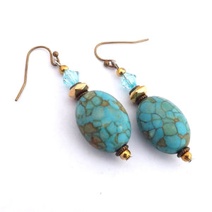 Turquoise Blue Imitation Gemstone Bead Earrings