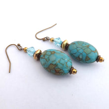 Load image into Gallery viewer, Turquoise Blue Imitation Gemstone Bead Earrings
