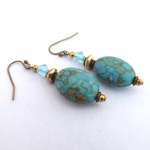 Turquoise Blue Imitation Gemstone Bead Earrings